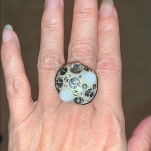 Swarovski cocktail ring sz 55, white/clear crystal